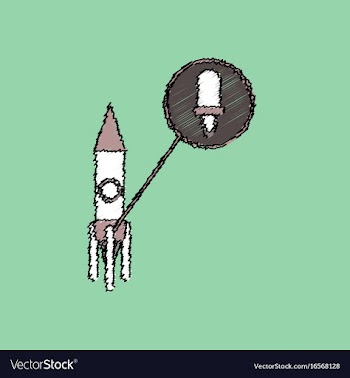 Flat icon design collection rocket and engine in vector image