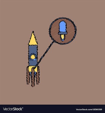 Flat icon design collection rocket and engine in vector image