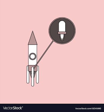 Flat icon design collection rocket and engine vector image