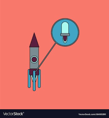 Flat icon design collection rocket and engine vector image