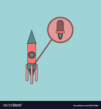 Flat icon design collection rocket and engine vector image