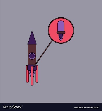 Flat icon design collection rocket and engine vector image