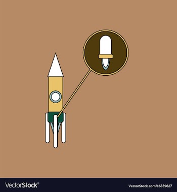 Flat icon design collection rocket and engine vector image