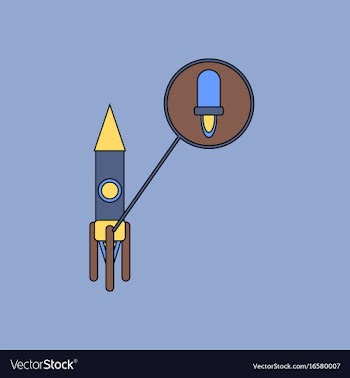 Flat icon design collection rocket and engine vector image