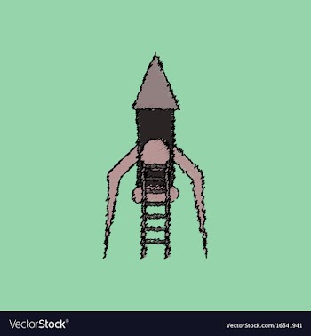 Flat icon design collection rocket and ladder in vector image