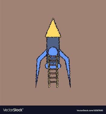 Flat icon design collection rocket and ladder in vector image