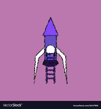 Flat icon design collection rocket and ladder in vector image