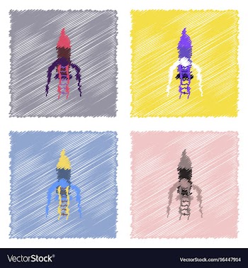 Flat icon design collection rocket and ladder in vector image