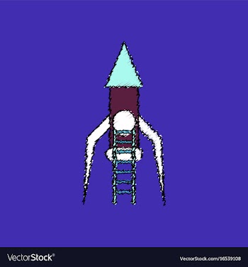 Flat icon design collection rocket and ladder in vector image