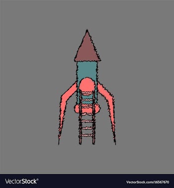 Flat icon design collection rocket and ladder in vector image