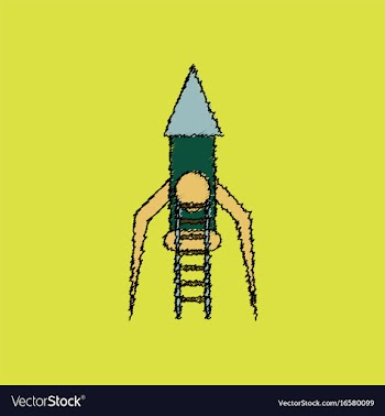 Flat icon design collection rocket and ladder in vector image