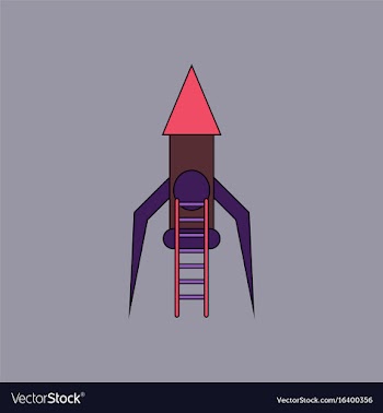 Flat icon design collection rocket and ladder vector image