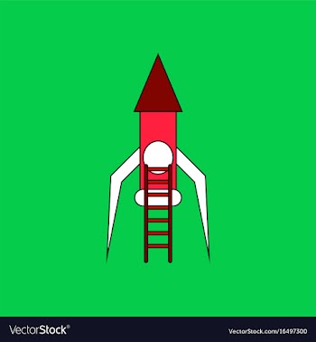Flat icon design collection rocket and ladder vector image