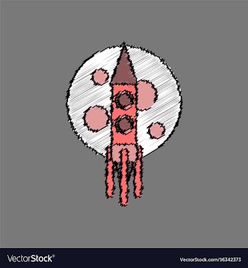 Flat icon design collection rocket and moon in vector image