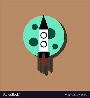 Flat icon design collection rocket and moon in vector image