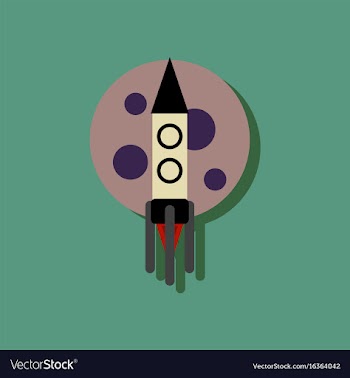 Flat icon design collection rocket and moon in vector image