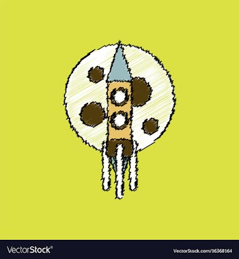 Flat icon design collection rocket and moon in vector image