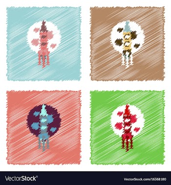 Flat icon design collection rocket and moon in vector image