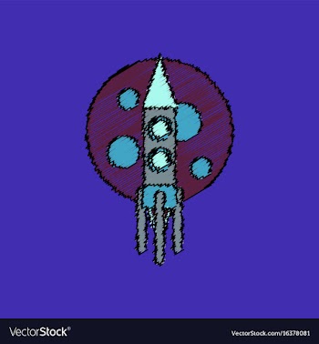 Flat icon design collection rocket and moon in vector image