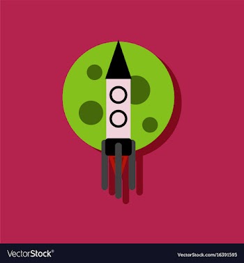 Flat icon design collection rocket and moon in vector image