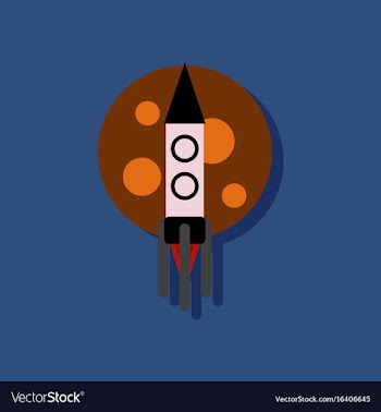 Flat icon design collection rocket and moon in vector image
