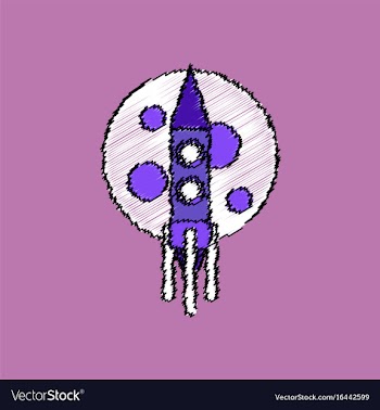 Flat icon design collection rocket and moon in vector image