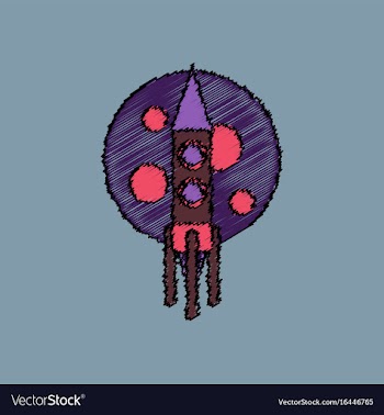 Flat icon design collection rocket and moon in vector image