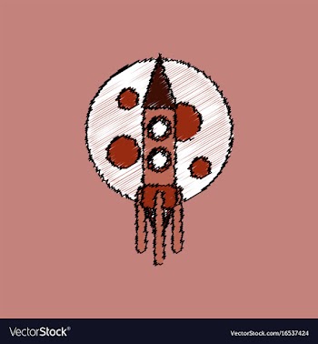 Flat icon design collection rocket and moon in vector image