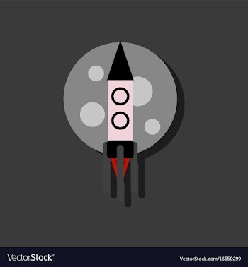 Flat icon design collection rocket and moon in vector image