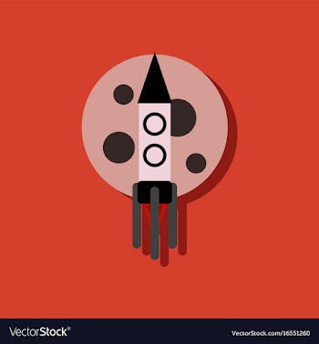 Flat icon design collection rocket and moon in vector image