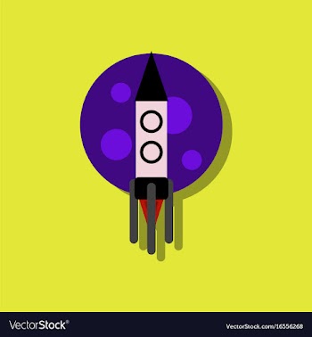 Flat icon design collection rocket and moon in vector image