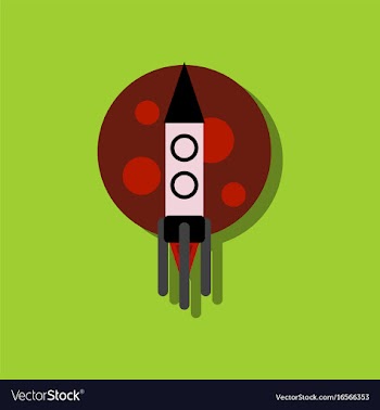 Flat icon design collection rocket and moon in vector image