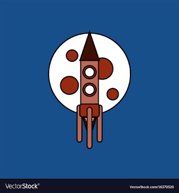 Flat icon design collection rocket and moon vector image
