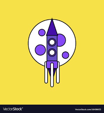 Flat icon design collection rocket and moon vector image