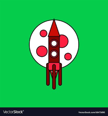 Flat icon design collection rocket and moon vector image