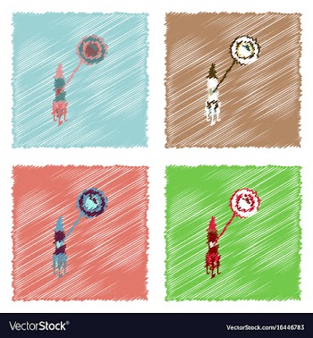Flat icon design collection rocket and porthole vector image