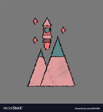 Flat icon design collection rocket and pyramids vector image