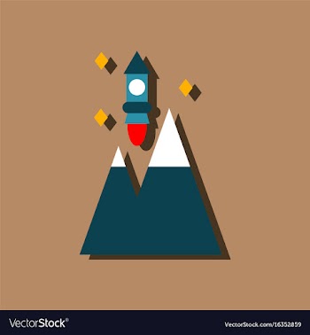 Flat icon design collection rocket and pyramids vector image