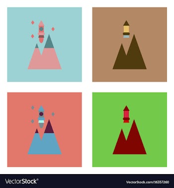 Flat icon design collection rocket and pyramids vector image