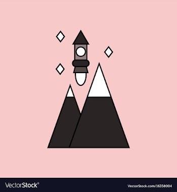 Flat icon design collection rocket and pyramids vector image