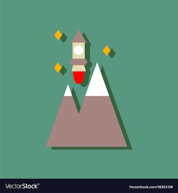 Flat icon design collection rocket and pyramids vector image