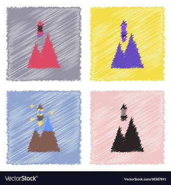 Flat icon design collection rocket and pyramids vector image