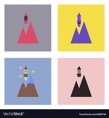 Flat icon design collection rocket and pyramids vector image