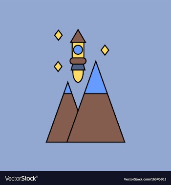 Flat icon design collection rocket and pyramids vector image