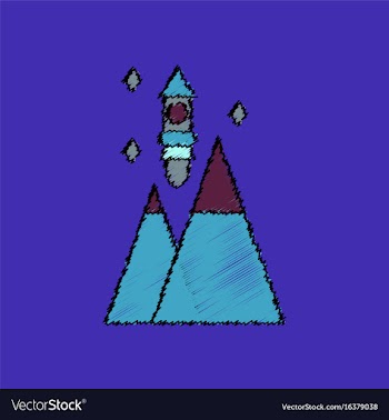 Flat icon design collection rocket and pyramids vector image