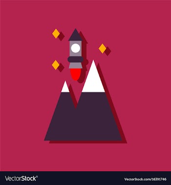 Flat icon design collection rocket and pyramids vector image