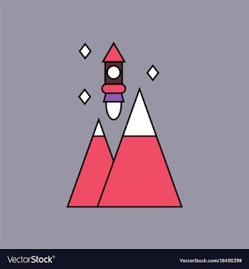Flat icon design collection rocket and pyramids vector image