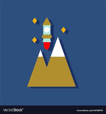 Flat icon design collection rocket and pyramids vector image
