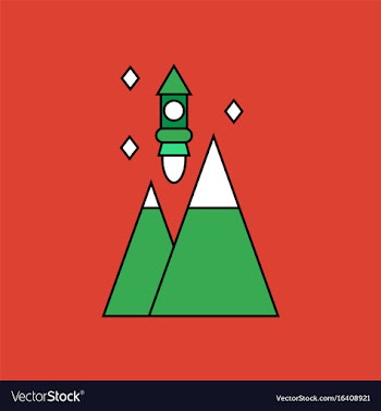 Flat icon design collection rocket and pyramids vector image