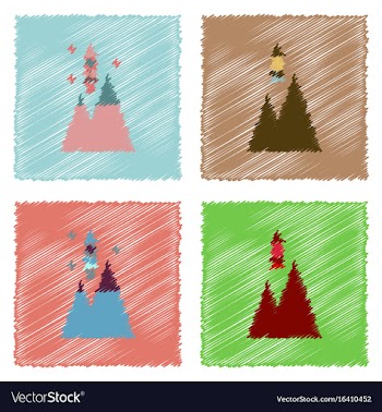 Flat icon design collection rocket and pyramids vector image